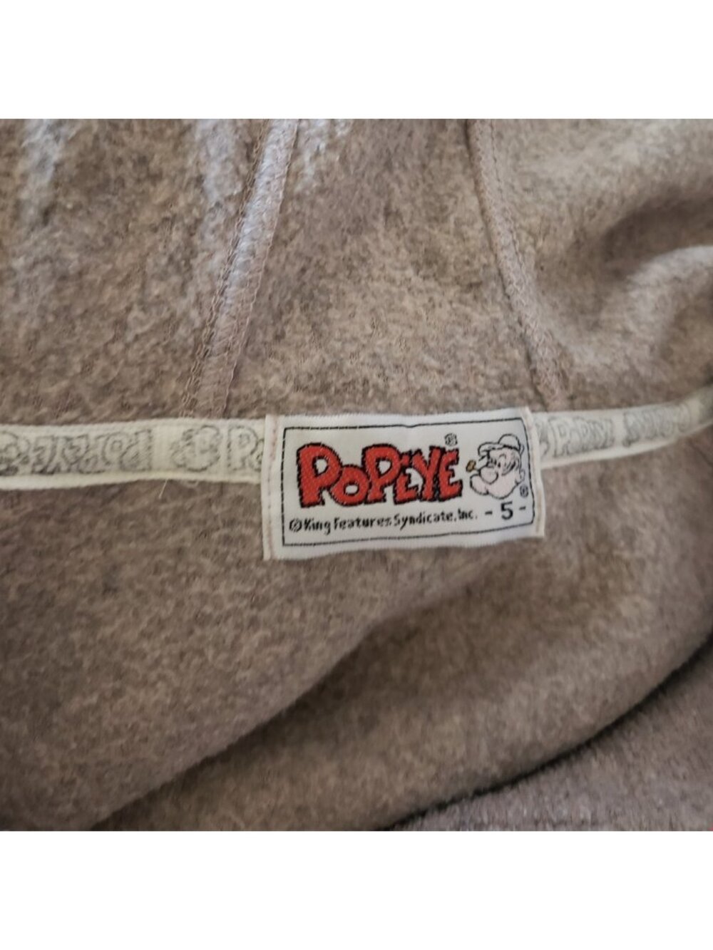 Popeye Vtg Team Porto American Hoodie Full Zip Beige/Red Size 5 - Picture 5 of 9